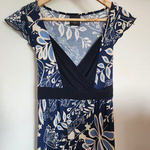 Tailor B. Moss Navy and Cream Floral Blouse